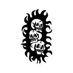 vector doodle illustration of three skulls