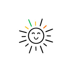 cute sun doodle illustration vector