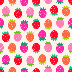 Cute colorful strawberry seamless pattern background.