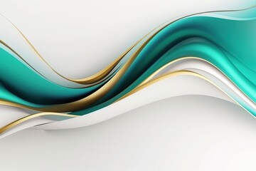 Naklejka premium Gold green abstract wave streamlined shape made with generative AI