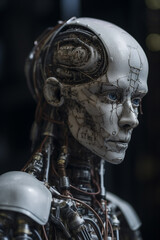 Fototapeta na wymiar Beautiful android conceptual illustration. Close up portrait. Generative AI