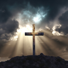Easter Cross, Easter Crucify and Easter Pain: Honoring the Depth of Christ's Love and the Profound Meaning of His Ultimate Sacrifice - Generative AI