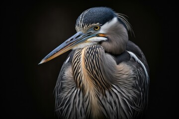 Fototapeta premium Great Blue Heron (Ardea herodias) portrait, Generative AI