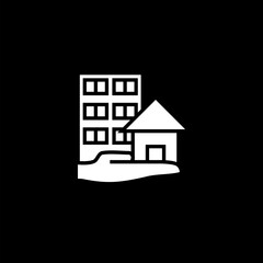  Real estate building icon  isolated on black background
