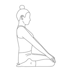 Line art of woman doing Yoga in Hero pose vector.