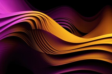 Abstract purple gold neon wave made with generative AI