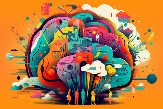 Diverse business team performing a brainstorming session, creative Idea generation, generative AI