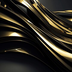 abstract futuristic illustration Low poly shape with connecting dots and lines on dark background black gold made with generative AI