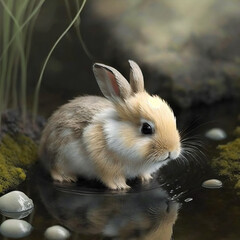 Fototapeta premium rabbit on green nature