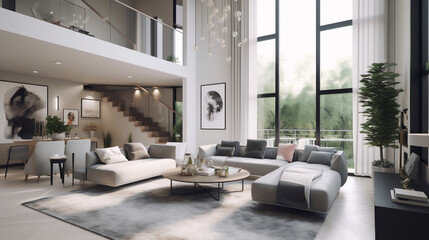 Plakat Interior design, Living room, concept and ideas. house, room designs. Generative AI.
