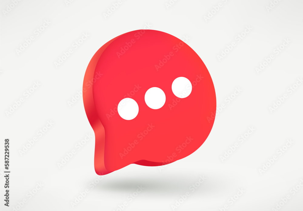 Aufkleber speech cloud with three white dots. 3d vector illustration