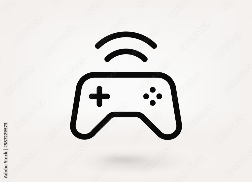 Aufkleber wireless gamepad illustration. vector linear icon