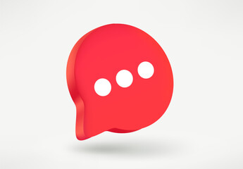 Speech cloud with three white dots. 3d vector illustration