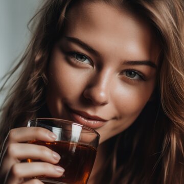 Woman with glass of irish coffee - Generated by Generative AI