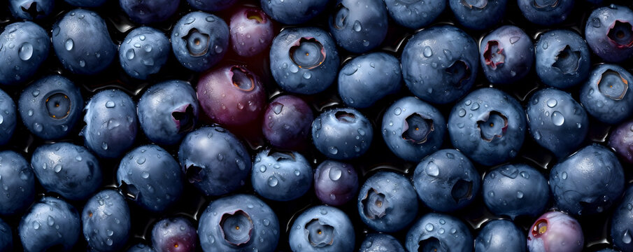 Background with many fresh blueberries - Generative AI