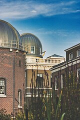 Fototapeta na wymiar Vertical shot of the Leiden Astronomical Observatory, Leiden, the Netherlands