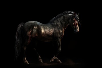 Fototapeta na wymiar Image of black figure of a horse made with generative AI