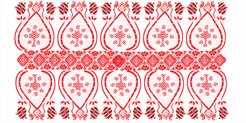 tribal pattern ( assamese pattern ) of northeast india which is used for textile design in assam gamosa , muga silk or other traditional dress.similar to ukrainian pattern or russian pattern.
