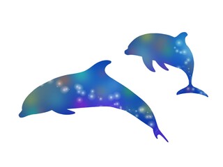 輝くイルカのシルエット