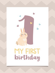 Cute baby anniversary card My First Birthday - 587236131
