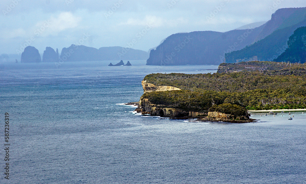 Sticker coastline of abel tasman national park in tasmania, australia