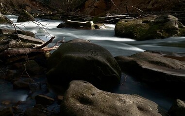 Fototapeta premium flooded river monochrome long exposure