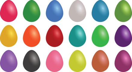 A collection of colorful easter eggs on a white background Colorful Easter Eggs Set