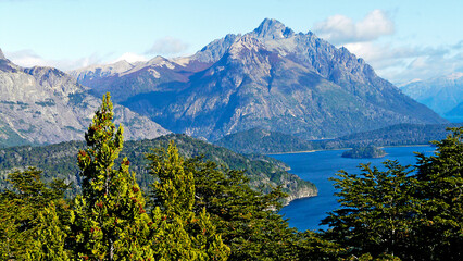 Fototapeta na wymiar Nahuel Huapi lake from Campanario hill in Bariloche, Argentina