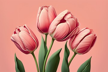 pink tulips. Generative ai