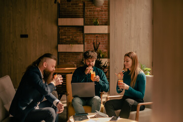 Friends together at the cafe