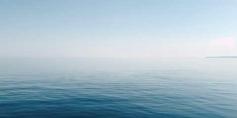 Obraz premium Panorama landscape of empty blue sea and sky blue background. Generative AI
