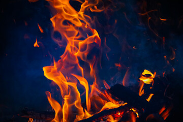 Close-up shots of ablaze flames to create an abstract background with selective focusing