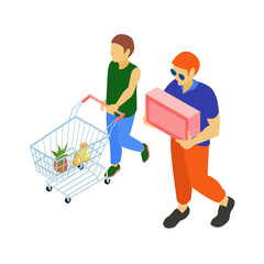 Isometric Family In Supermarket