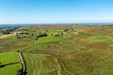 Fototapeta na wymiar Aerial view of Spring sunny countryside, Northern Ireland