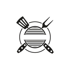 bbq grill logo icon design vector