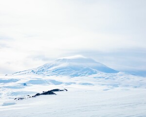 Beautiful shot of the Mount Erebus in Antarctica