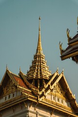 Vertical low-angle shot of the Chakri Maha Prasat Throne Hall castle in Bangkok, Thailand.