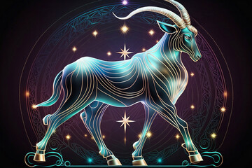 illustration of zodiac sign capricorn on space background