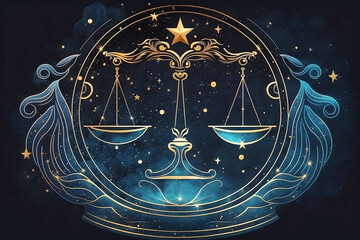 illustration of zodiac sign libra on space background