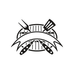 bbq grill logo icon design vector