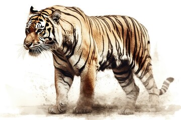Obraz premium Beautiful animal retro style art Tiger Artwork