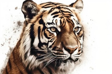 Naklejka premium Beautiful animal retro style art Tiger Artwork