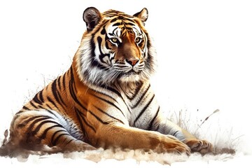 Fototapeta na wymiar Beautiful animal retro style art Tiger Artwork