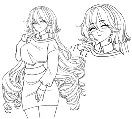 Anime full body manga visual novel npc sprite.