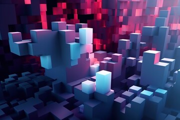 Pink and blue contrast abstract tech background. Futuristic room modern design made with generative AI