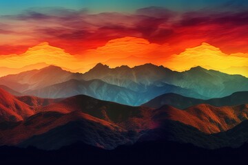 sunset over mountains