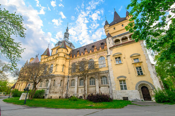 Fototapeta na wymiar Vajdahunyad castle in Varosliget park, Budapest, Hungary