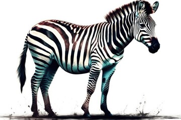 Fototapeta na wymiar zebra on a white
