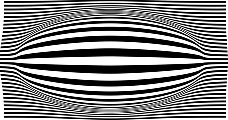Optical Art with Twist Striped. Background Abstract Line Black and White Color. Swirl Hypnotic Pattern. Vector illustration.