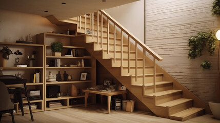 Contemporary staircase designs that are both modern and minimalist. Generative AI.